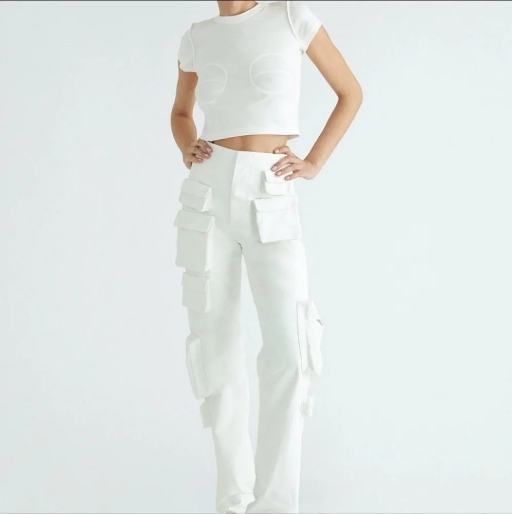 HP 🎉 Orseund Iris Pocket Pants Ecru Cargo Small White - Picture 4 of 7